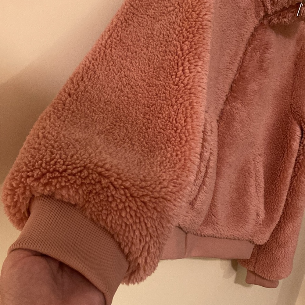 Loft Faux Fur Pink Winter Bomber Coat Size XL women’s NWT - Picture 7 of 12